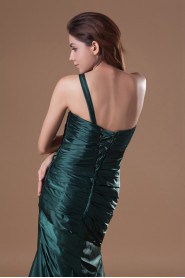 Satin One Shoulder Sheath Dress with Embroidery