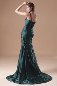 Satin One Shoulder Sheath Dress with Embroidery