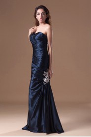 Satin One Shoulder Column Dress with Embroidery