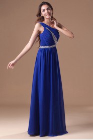 Chiffon Asymmetrical Column Dress with Embroidery