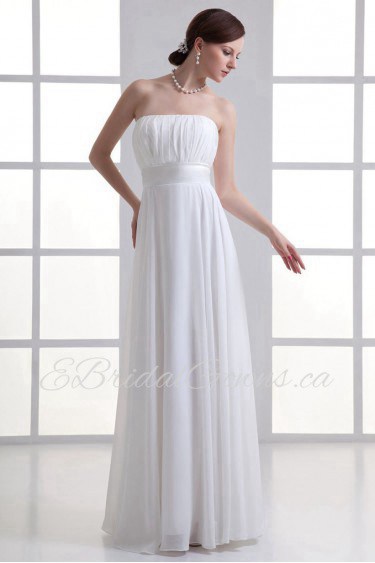 Chiffon Strapless Empire Gown with Sash