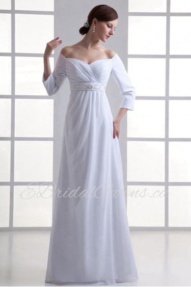 Chiffon Sweetheart Empire Gown with Three-quarter Sleeves