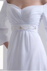 Chiffon Sweetheart Empire Gown with Three-quarter Sleeves