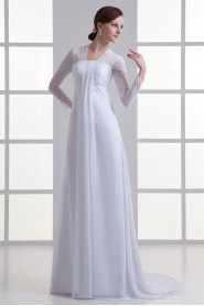 Chiffon Strapless Empire Gown with Three-quarter Sleeves