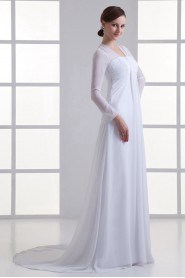 Chiffon Strapless Empire Gown with Three-quarter Sleeves