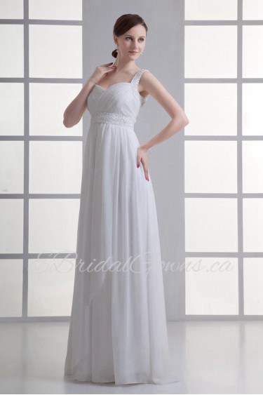 Chiffon Straps Empire Gown with Sash