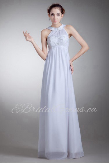 Chiffon Jewel Empire Gown with Embroidery