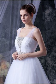 Tulle Square Neckline A-Line Dress with Embroidery