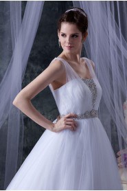 Tulle Square Neckline A-Line Dress with Embroidery