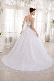 Organza and Charmeuse Sweetheart A-Line Dress with Embroidery