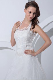 Satin and Tulle Sweetheart A-Line Dress with Embroidery