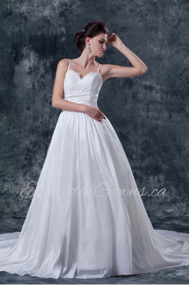 Satin Tulle Sweetheart A-Line Dress with Embroidery