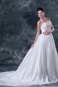 Satin Tulle Sweetheart A-Line Dress with Embroidery