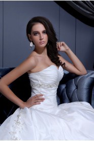 Satin Sweetheart A-Line Dress with Embroidery Beaded Ruffle