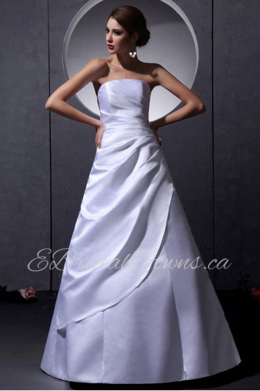 Taffeta Strapless Floor Length A-Line Dress with Ruffle