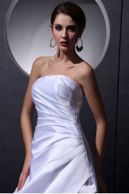 Taffeta Strapless Floor Length A-Line Dress with Ruffle