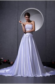 Satin Strapless A-Line Dress with Beaded Ruffle