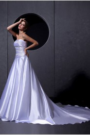 Satin Strapless A-Line Dress with Beaded Ruffle