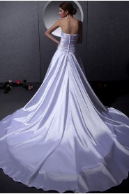 Satin Strapless A-Line Dress with Beaded Ruffle