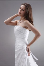 Satin Strapless A-Line Dress with Beaded