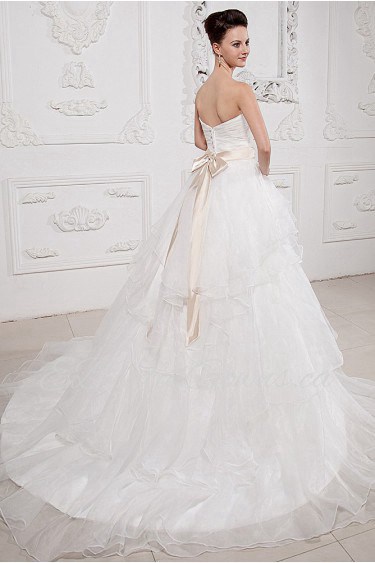 Taffeta and Organza Sweetheart A-Line Dress with Pleat Beaded