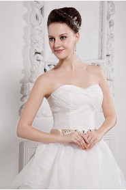 Taffeta and Organza Sweetheart A-Line Dress with Pleat Beaded