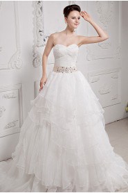 Taffeta and Organza Sweetheart A-Line Dress with Pleat Beaded