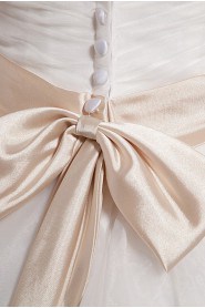 Taffeta and Organza Sweetheart A-Line Dress with Pleat Beaded