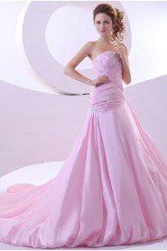 Taffeta Strapless A-Line Dress with Embroidery Ruffle