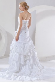 Taffeta Sweetheart A-Line Dress with Embroidery Pleated