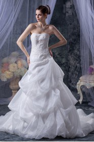 Organza and Satin Scoop Neckline A-Line Dress