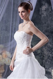 Organza and Satin Scoop Neckline A-Line Dress