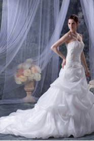 Organza and Satin Scoop Neckline A-Line Dress