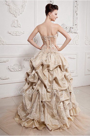 Organza and Satin Sweetheart Ball Gown with Beaded and Ruffle