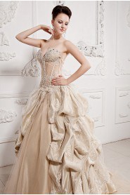 Organza and Satin Sweetheart Ball Gown with Beaded and Ruffle