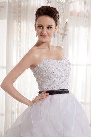 Organza Scoop Neckline Ball Gown with Beaded and Sash