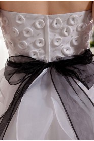 Organza Scoop Neckline Ball Gown with Beaded and Sash