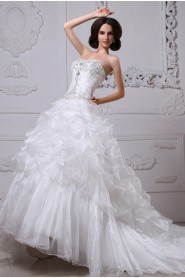 Yarn and satin Sweetheart Ball Gown