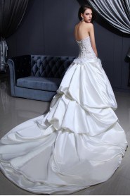 Satin and Lace Strapless Ball Gown