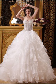 Organza and Satin Sweetheart Floor Length Ball Gown 