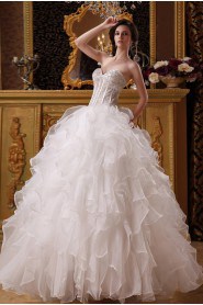 Organza and Satin Sweetheart Floor Length Ball Gown 