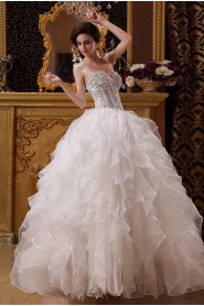 Organza and Satin Sweetheart Floor Length Ball Gown 