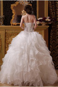 Organza and Satin Sweetheart Floor Length Ball Gown 