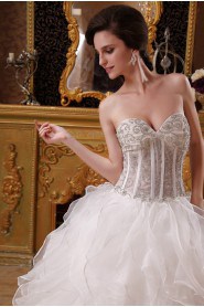 Organza and Satin Sweetheart Floor Length Ball Gown 