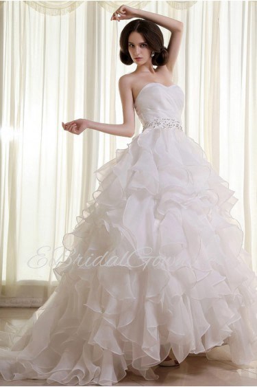 Organza Sweetheart Ball Gown with Beaded and Ruffle