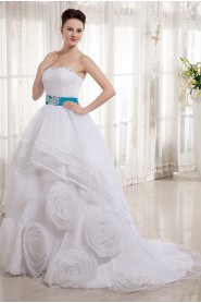 Organza Sweetheart Ball Gown with Beaded and Flowers