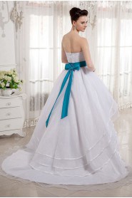 Organza Sweetheart Ball Gown with Beaded and Flowers