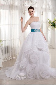 Organza Sweetheart Ball Gown with Beaded and Flowers