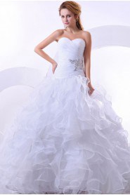 Organza Sweetheart Ball Gown with Embroidery and Ruffle