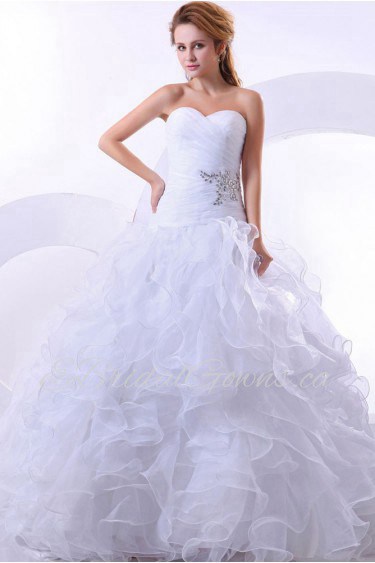 Organza Sweetheart Ball Gown with Embroidery and Ruffle